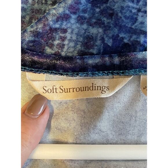 Soft Surroundings Velvet Dress Women's Large Maxi Blue and Purple Long Sleeve - Picture 14 of 15